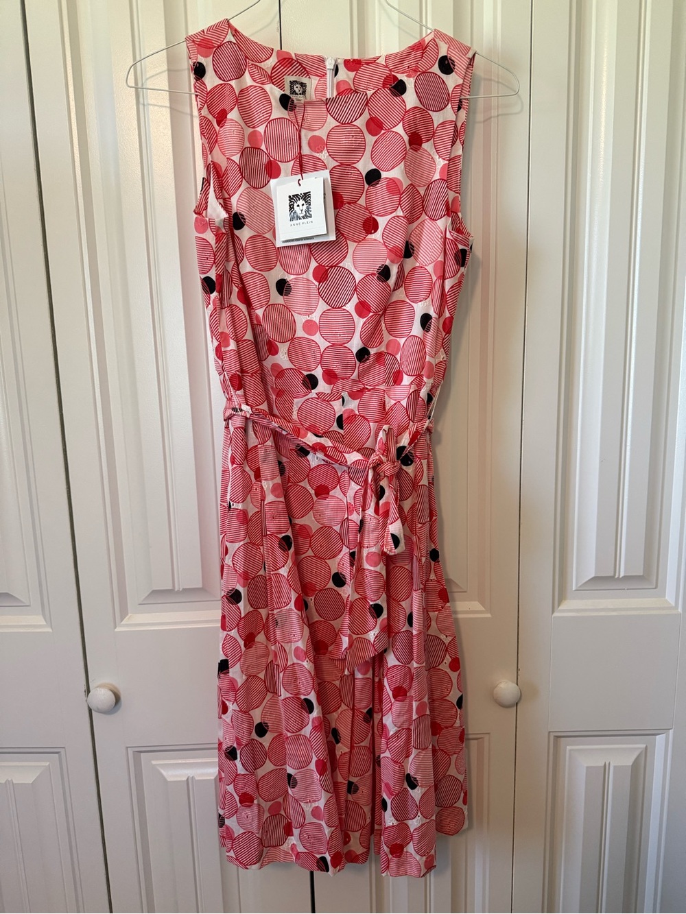 Anne Klein Coral and Black Polka Dot Dress - Picture 4 of 9